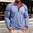 thumbnail image 5 of Mens Soft Knit Long Sleeve Henley Shirt Contrast Lapel Raglan Sleeve Color Block Business Casual Top, 5 of 6