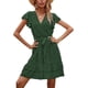 thumbnail image 3 of Women's Summer Boho Short Dress Polka Dot Print V Neck Short Sleeve Ruffle Beach Short Dress L, 3 of 5