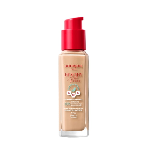 Base Bourjois Healthy Mix, limpia y vegana, 30 ml, 52 W, vainilla