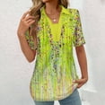 thumbnail image 2 of Tops Cortos para las Mujeres Blusas Impresas Manga Corta Turndown Collar Camiseta, Tops de Blusa para las Mujeres Casual, 2 of 5