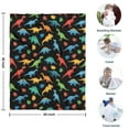 thumbnail image 4 of Black Cartoon Dinosaurs Colorful Leaves Pattern Blanket,Comfortable Soft Flannel Throw Blanket,All Season,Warm Lightweight Blankets for Sofa Bed Couch Living Room Chair,30"x40", 4 of 4