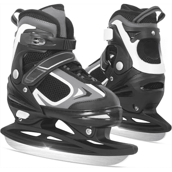 Ice Skates for Big Kids, Soft Padding and Reinforced Ankle Support Ice Black Hockey Adjustable Skates for Outdoor and Rink (1-4 US)$$Sport & Recreation Other