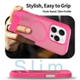 thumbnail image 5 of Dteck Magnetic Case for iPhone 15 Pro Max,Shockproof TPU+PC Anti-Slip Compatible with Mag Safe Case Adjustable Kickstand Frosted Translucent Matte Phone Cover for iPhone 15 Pro Max,Rose, 5 of 6