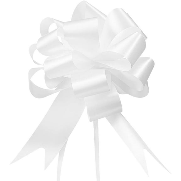 Naler 60 Pcs 5'' White Ribbon Pull Bows for Christmas Gift Wraps,Wedding Party Decor,Polypropylene
