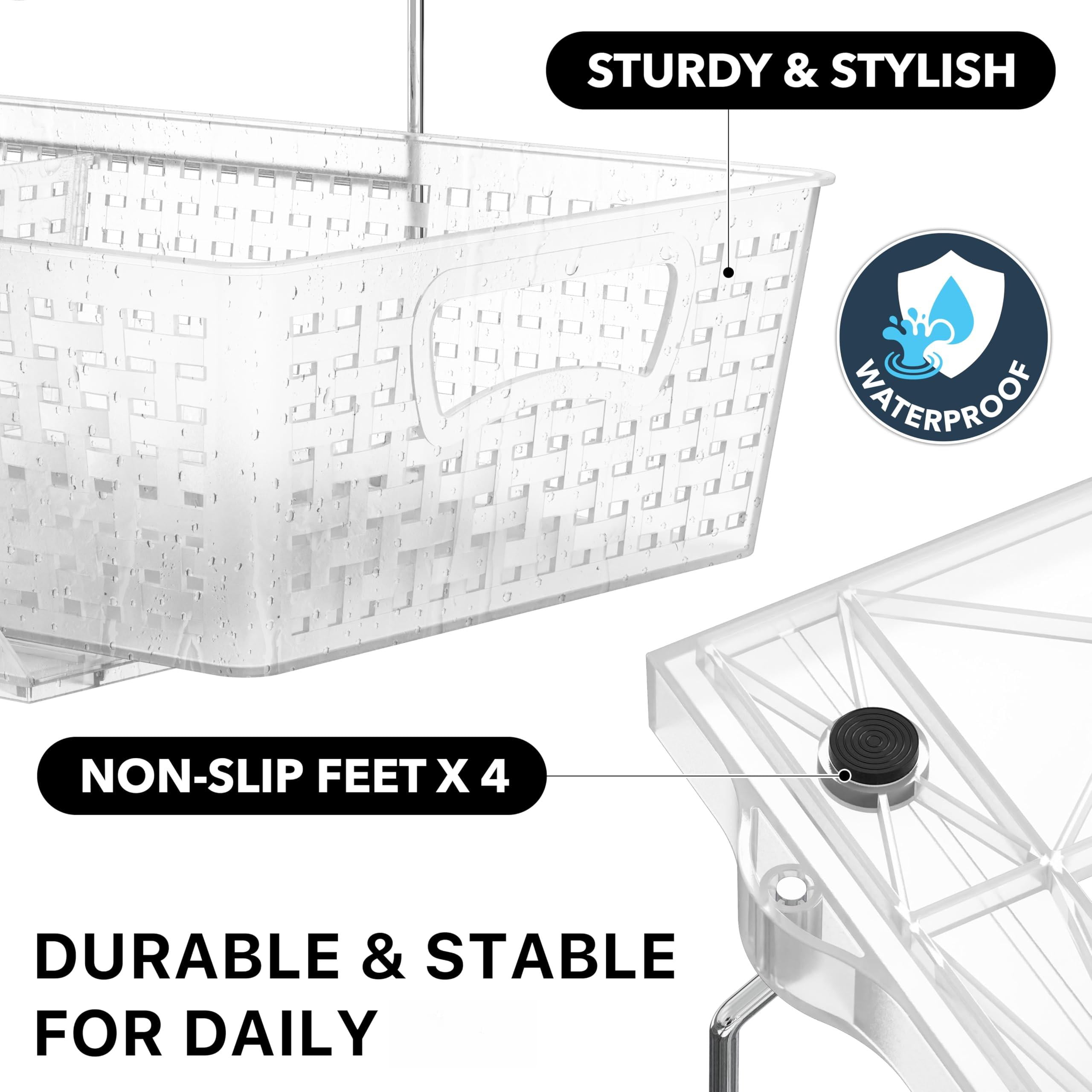 2 Tier Bathroom Organizer Tray Pull-out Sliding Drawer/under-sink Storage  Clear