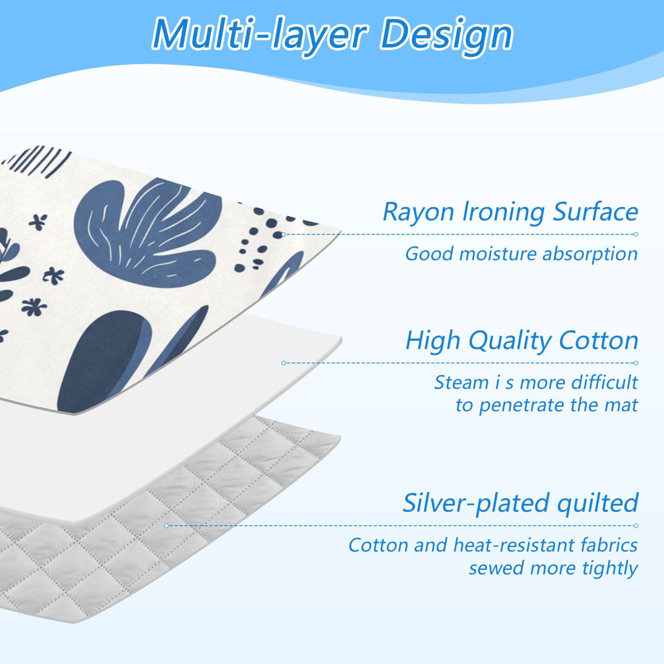 Blue Doodles Lines Ironing Board Covers Heat Resistant Ironing Pad Mat Portable for Travel Washer Dryer Table