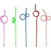 Happon 10 Pcs Crazy Straws, Colorful Twisty Silly Straws for Kids, Assorted Fun Curly Straws for Birthday Party Reusable Straws