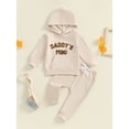 thumbnail image 4 of Baby Toddler Boy Fall Hooded Clothing Set 0 6 12 18 24 Months 2T 3T Letter Embroidery Long Sleeve Hoodie and Elastic Sweatpants 2 Piece Outfits, 4 of 9