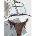 thumbnail image 5 of HAPIMO Women's Bikini Swimsuit Strappy Halter Neck Bathing Suit Criss Cross Bandage Swimwear Sets Summer Seaside Clothes for Girls Solid Color Beachwear Sales Brown L, 5 of 7