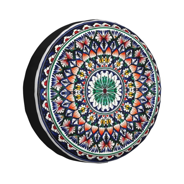 Balery Colorful With Blue Oriental Cubiertas para Neumáticos - Protector Resistente para Neumáticos de Camioneta, SUV, Remolque, Camper y RV-15 inch