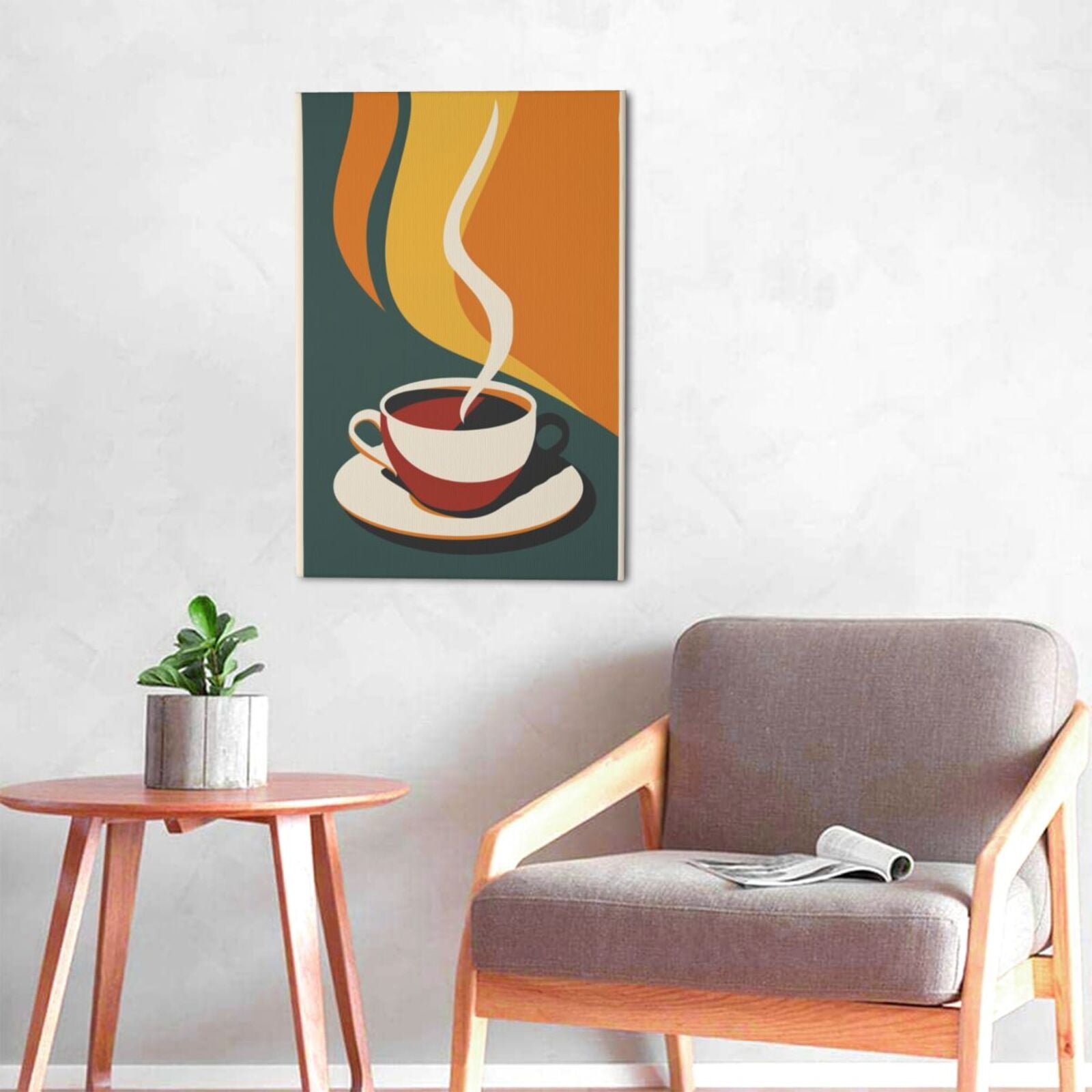 16x24 inch Paintings On Canvas Wall Art Hot And Steaming Coffee,Home Kitchen,Rustic Cafes,Restaurant Decor Wall Art Prints,Classic Coffee Decor Painting Poster,Chic Gift For Cafes Enthusiast