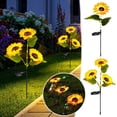 thumbnail image 1 of Luz solar para jardín de girasol, luz decorativa exterior con estacas, lámpara de jardinería para flor para patio, pasillo de césped, plástico resistente a la intemperie, 1 of 6