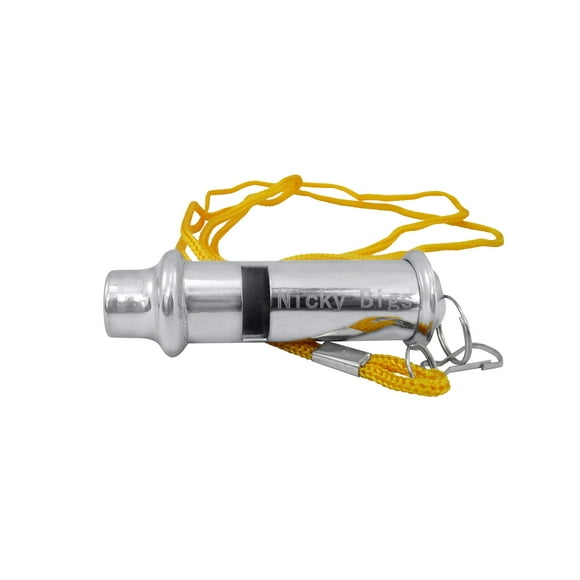 Deluxe Metal Train Conductor Whistle with Lanyard, Silver, One Size