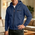 thumbnail image 2 of hoksml Men s Solid Full Zip Up Hoodie Jacket Long Sleeve Zipper Pockets for Fall Winter Daily Work Comfort, 2 of 6