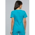 thumbnail image 5 of Cherokee Flexibles Women Medical Scrubs Top V-Neck Knit Panel 2968, M, Teal Blue, 5 of 7