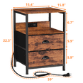 thumbnail image 3 of Furologee Set of 2 Nightstands, End Table with Charging Station, Bedside Tables with 2 Fabric Drawers, Night Stands with USB Ports & Power Outlets for Bedroom/Living Room/Hallway, 3 of 12