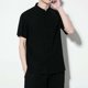 thumbnail image 4 of Camisas De Vestir Para Hombre 5xl Novedad de verano, camisa de estilo étnico, camisa de Color sólido, camisa de manga corta delgada con cuello levantado y botones para hombre (Black, M), 4 of 6