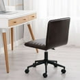 thumbnail image 6 of Furniliving Leather Desk Chair  Armless Office Chair Adjustable Swivel Rolling Computer Chair ,BlackBrown, 6 of 11
