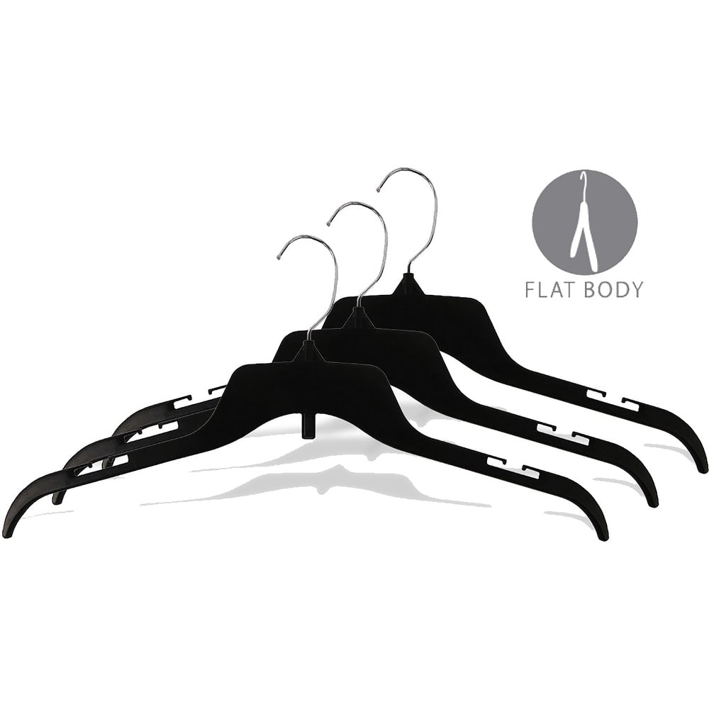 INTERNATIONAL HANGER Clear Plastic Top Hanger with Notches for Top Straps, 50 Pack