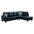 thumbnail image 2 of Hommoo L Shaped Sectional Couches and Sofas, 4-Seat Semi Semi PU Synthetic Leather Sectional Sofa Sets, Modern Living Room Furniture Sets, 17.5'' Back Height, Peacock Blue(No Ottoman), 2 of 8