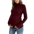 thumbnail image 2 of Gfyviroh Women's Maternity Knit Tops High Neck Ribbed Comfy Pregnancy Sweaters Long Sleeve Lightweight Slim Stretch Pullover Tops, 2 of 4