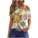 thumbnail image 2 of Fiudx Liquidación de Ofertas Flash Camiseta Tipo Blusa con Hombros Descubiertos y Manga Corta Informal para Mujer a La Moda, 2 of 5