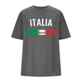 thumbnail image 3 of Women's European Cup Italian Casual Letter Print Round Neck Short Sleeved Oversized Loose T Shirt Top Workout Tops for Women Loose Fit Polyester Womens Shirt Womens Neck Tops Long Sleeve Shirt, 3 of 3