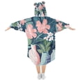 thumbnail image 2 of FORMRS Wearable Blanket Hoodie with Sleeves for Kids Cozy Flannel Sweatshirt, Pink Flowers, 2 of 7