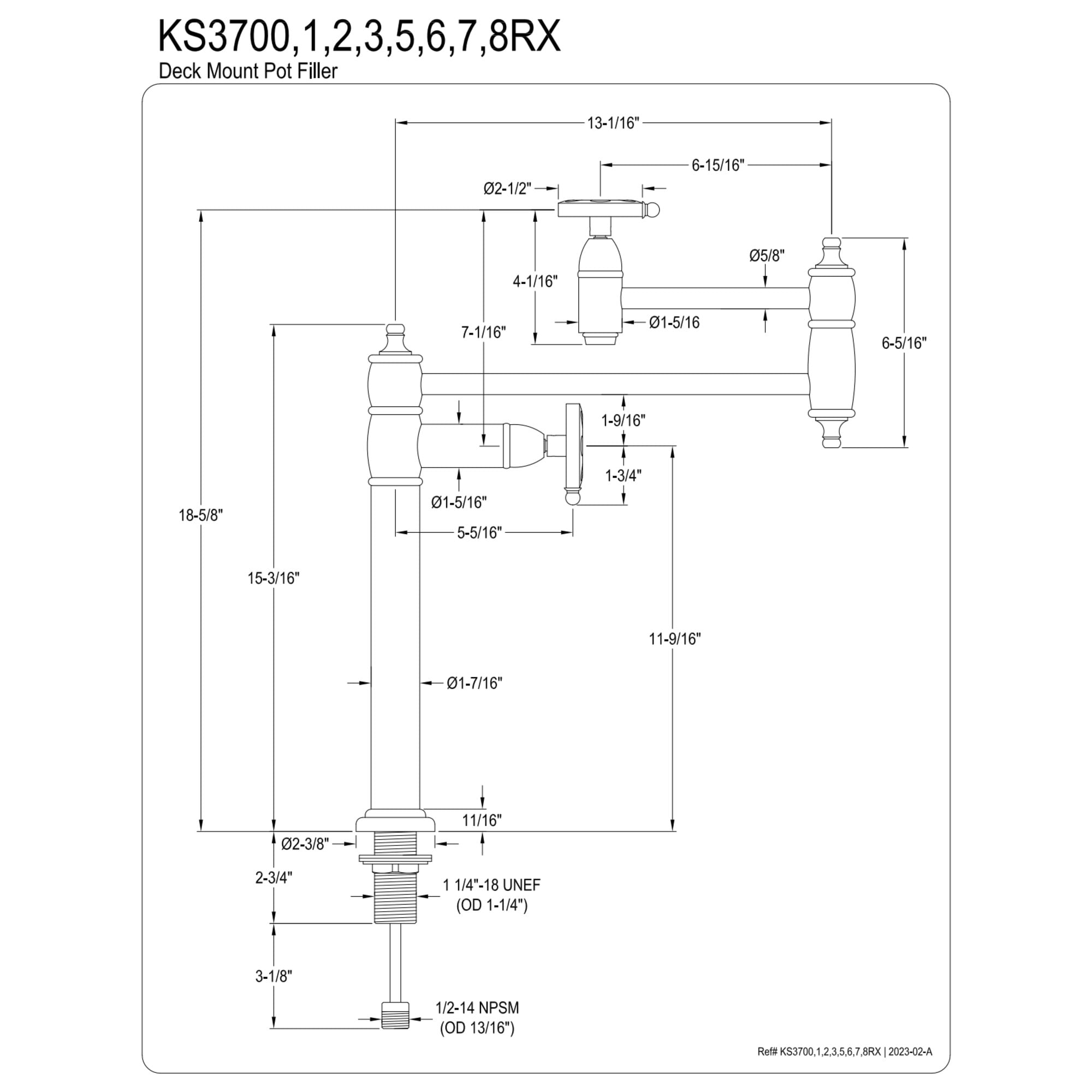 Kingston Brass KS3708RX Belknap Deck Mount Pot Filler Faucet, Brushed Nickel