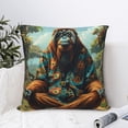 thumbnail image 4 of Fuzoiu Forest Meditating Gorilla Print Square Pillow Cover,Hidden Zipper Design,Luxury Square Pillow Case, Throw Pillow,Couch Cushion-22"x22", 4 of 7