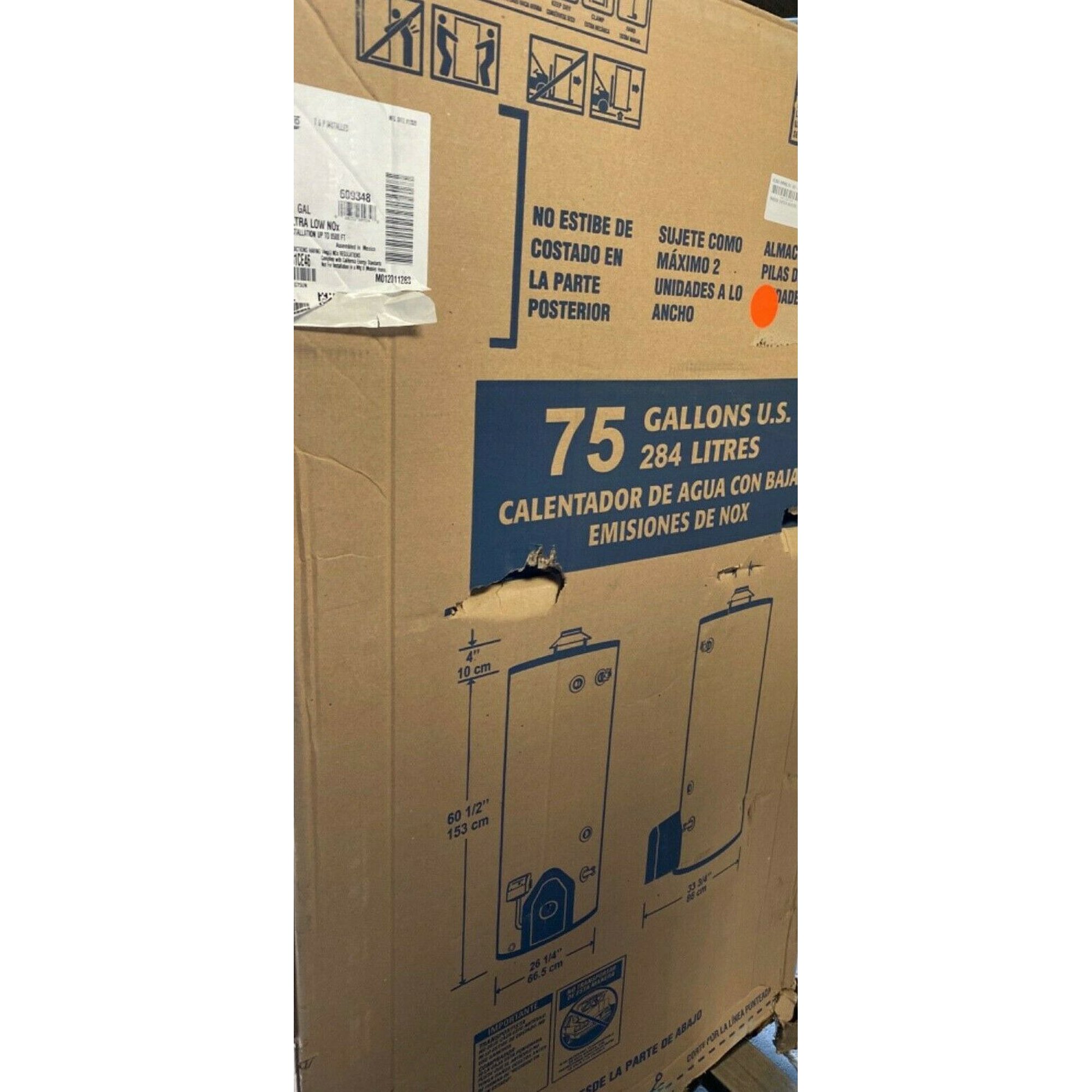 NEW RHEEM G75UN Natural Gas Commercial Water Heater, 75 gal., 110vac 75,100  BtuH - Walmart.com