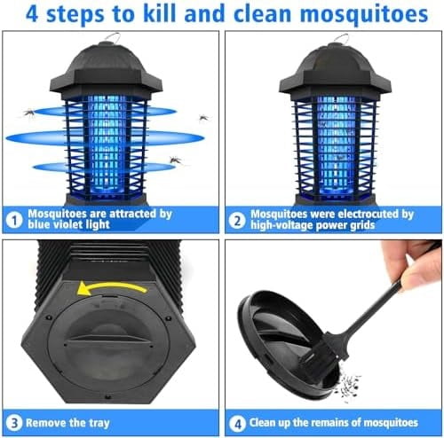 Bug Zapper Outdoor, Electric Mosquito Zapper, Fly Zapper Indoor Fly Traps, Mosquito Repellent Outdoor Patio and Backyard Covers 1/2 Acre, 3 Prong Plug, 4200V, ABS Fireproof Plastic Outer