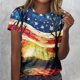 thumbnail image 1 of Fiudx Tops para Mujer Top/Camisa de Cuello Redondo de Manga Corta con Cuello Redondo Estampado para Mujer, 1 of 5