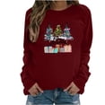 thumbnail image 2 of Jienlioq Hauts de Sortie pour Femmes Mode de Noël Décontractée Imprimé Col Rond Ample Long Chandail en Molleton Sans Capuche Vendredi Fou Deals, 2 of 4