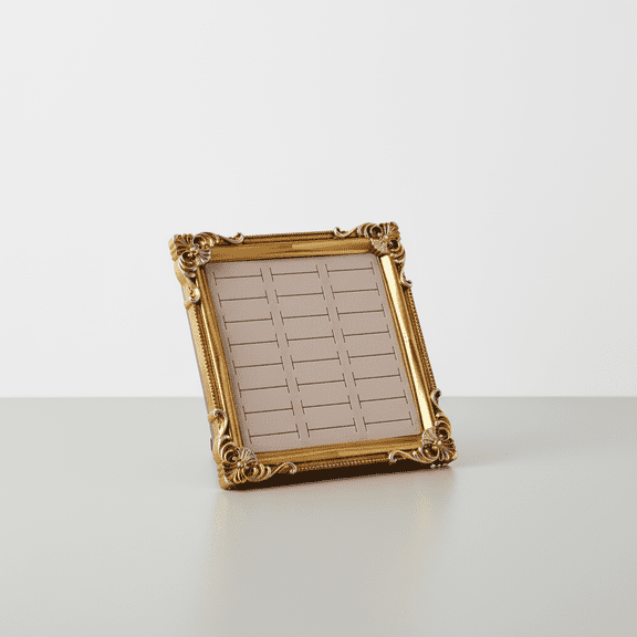 European Photo Frame Jewelry Display Rack Vintage Ring Storage Tray Elegant Dressing Table Organizer Store Display Ornament Pink with Gold Trim