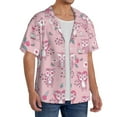 thumbnail image 2 of PAYOHTO Pink Cute Monkey Mens Hawaiian Casual Short-sleeved Shirt Tropical Summer Beach Button Down Shirts, 2 of 7