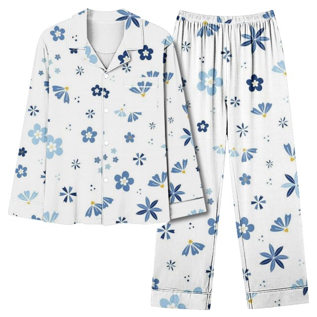 Levmjia Pyjamas pour Femmes Ensemble Doux et Confortable Mode Décontractée Imprimé Manches Longues Hauts Pantalons Ensemble de Pyjamas S