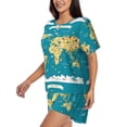 thumbnail image 2 of Bingfone World Map With Landmarks Print Pajamas Sets for Women Soft Short-Sleeved Pjs with Lounge Shorts Two Piece Sleepwear, 2 of 8
