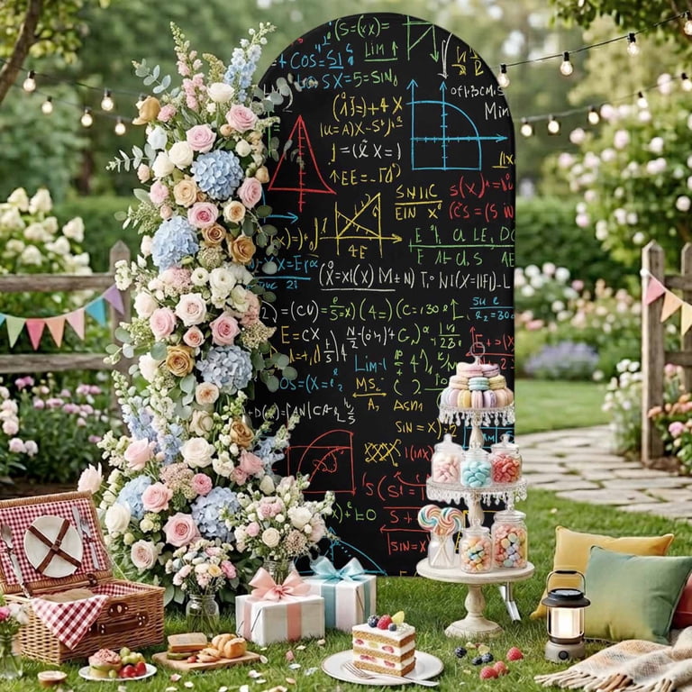 Maths Background Cartoon Pattern Cartoon Math Arch Backdrop Covers 6.6 FT, Abstract Number Chart Pattern ...