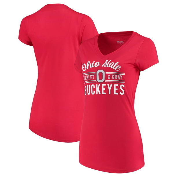 J. America Ohio State Buckeyes Women's VNeck Bar TShirt Scarlet