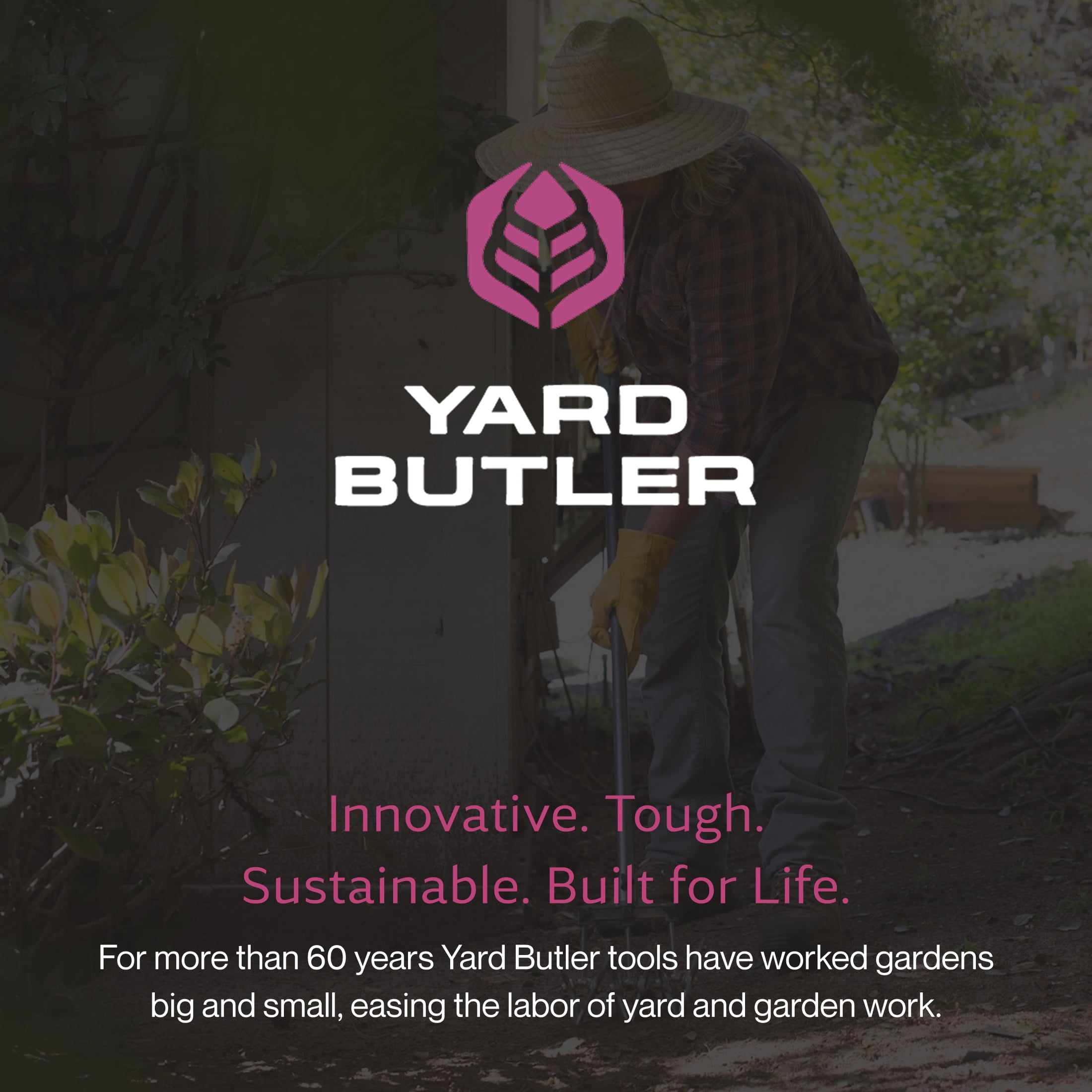 Yard Butler 32 to 52 Inch Adjustable Steel Garden Handheld Tiller and Cultivator
