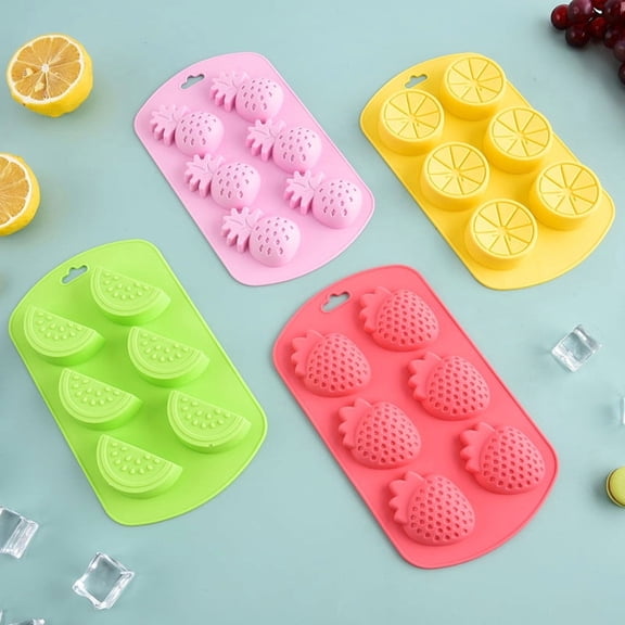 RXIRUCGD Fruit Shaped Silicone Baking Molds Set, Multi-Purpose Kitchen Tools for Ice Chocolate Cake Soap Making, Food Grade Flexible Non-Stick Freezer Oven Safe