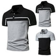 thumbnail image 3 of Men Spring Summer Leisure Sports Cotton Lapel Polo Shirts T-Shirt Short Sleeve Patchwork Male Regular Fit Breathable Blouses, 3 of 9
