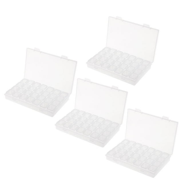4x Caja Plástica Del Envase Del Organizador Caja de Almacenamiento de Joyería de 28 Compartimentos con Divisores Ajustables