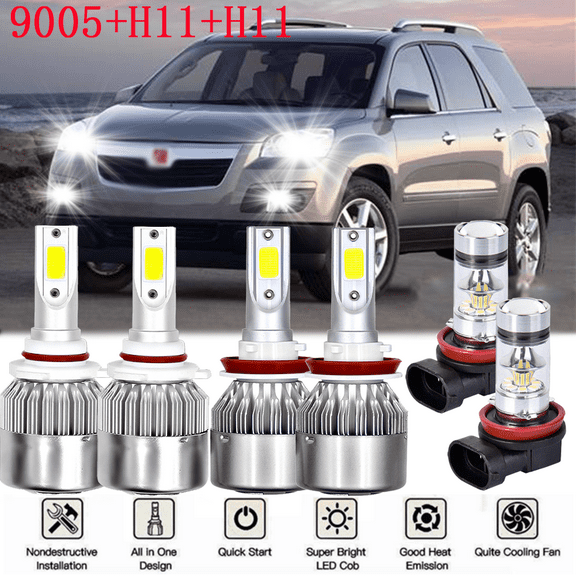 For Saturn Outlook 2007-2010 - 6000K LED Headlights   Fog Lights Bulbs Combo 6pc