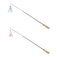 thumbnail image 1 of Shisuyan 2pcs Retractable Cat Teaser Wooden Handle Cat Teasing Stick Carbon Fiber Rods Cat Kitten Toy Teaser Stick (Blue + Pink), 1 of 8