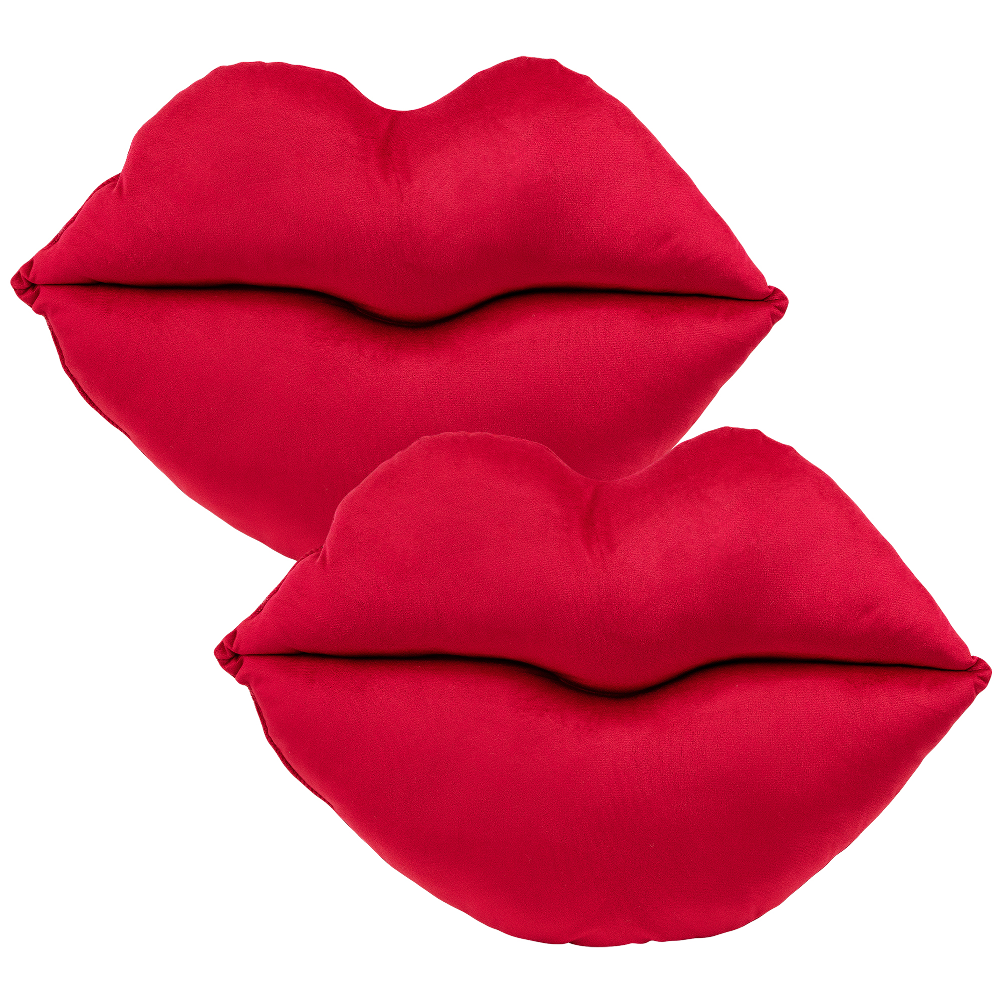 Lip-Shaped Cotton Throw Pillows - 16" x 24" - Ruby Red - Set of 2