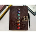 thumbnail image 6 of Leather Journal Writing Notebook 7 Chakra Stone Diary for Men & Women, Handmade Antique Deckle Edge Paper - Book of Shadow Travel Diary Gift for Him Her by Rustic Town, Brown, 6 of 8