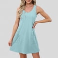 thumbnail image 2 of OSOLU Solid Color Women Summer Fashion Casual Loose Sleeveless V Tie Pocket Dress Boho Sundress Dresses For Women 2025 Elegant Classy, 2 of 5