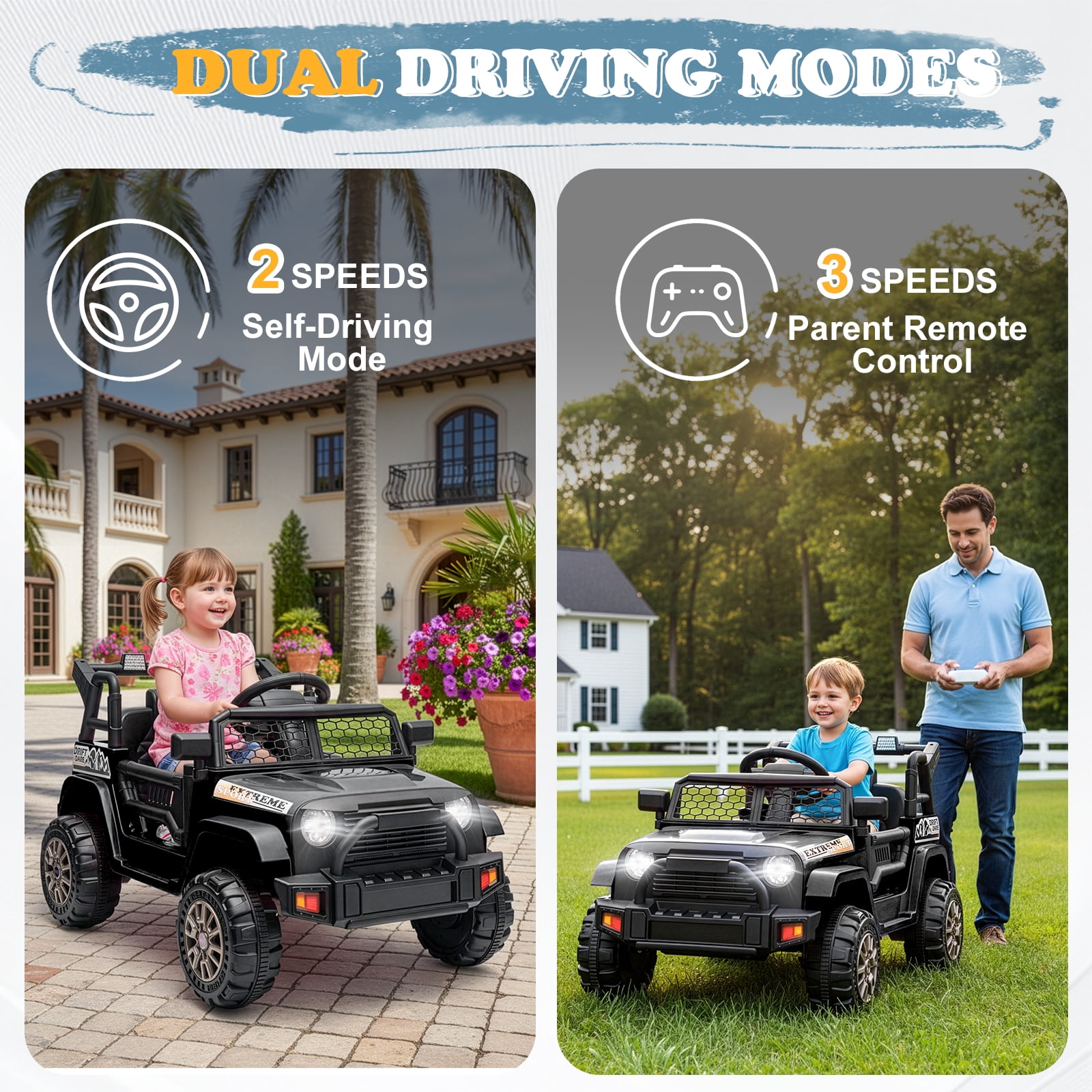 Ktaxon 12V Kids Electric Ride on Car, Battery Powered Ride on Toys Truck with Remote Control, Electric Car for Kids w/Bluetooth & Lights, Black